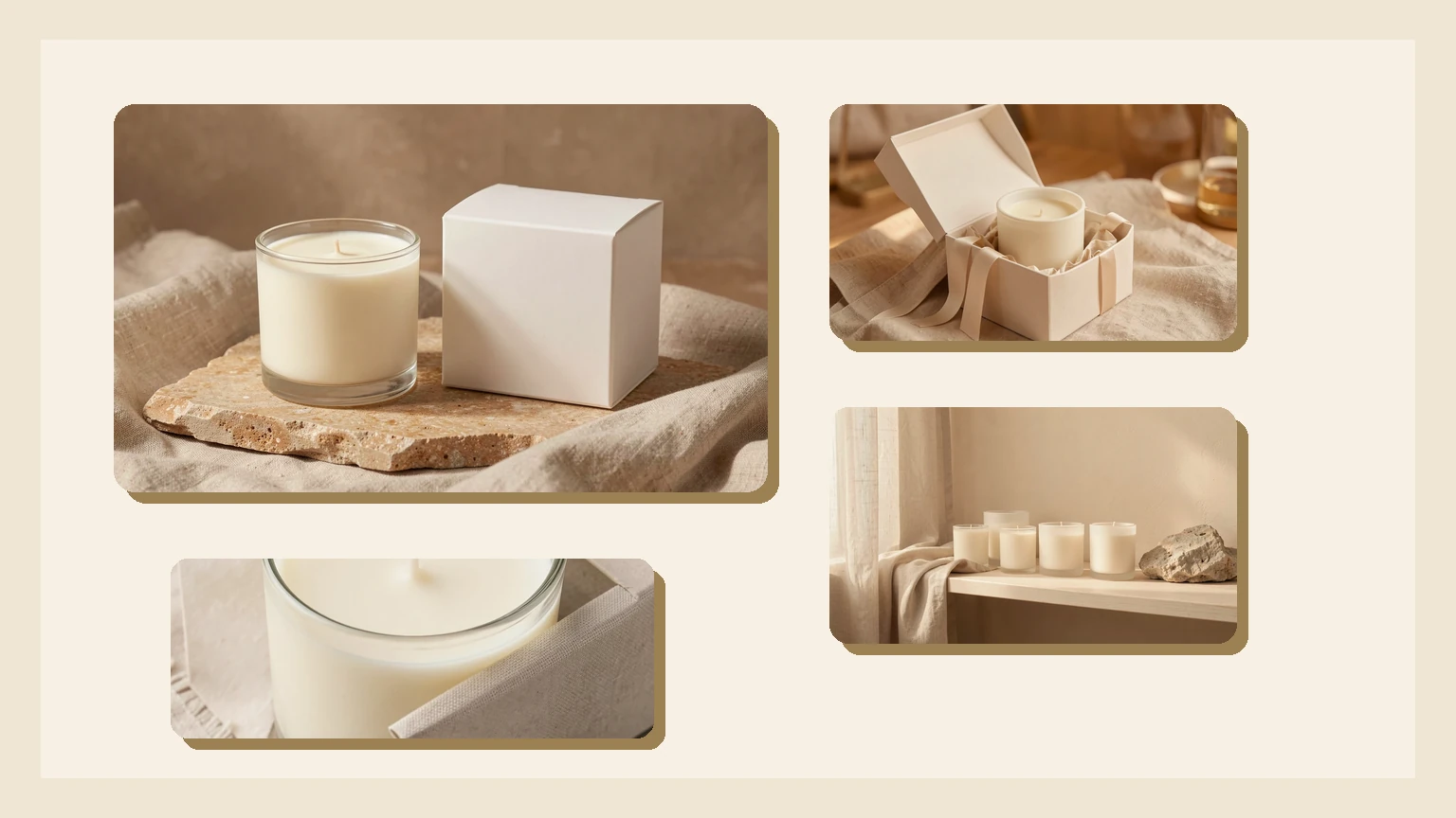 Fixed product package with hero, gift scene, detail crop, and profile cover surfaces